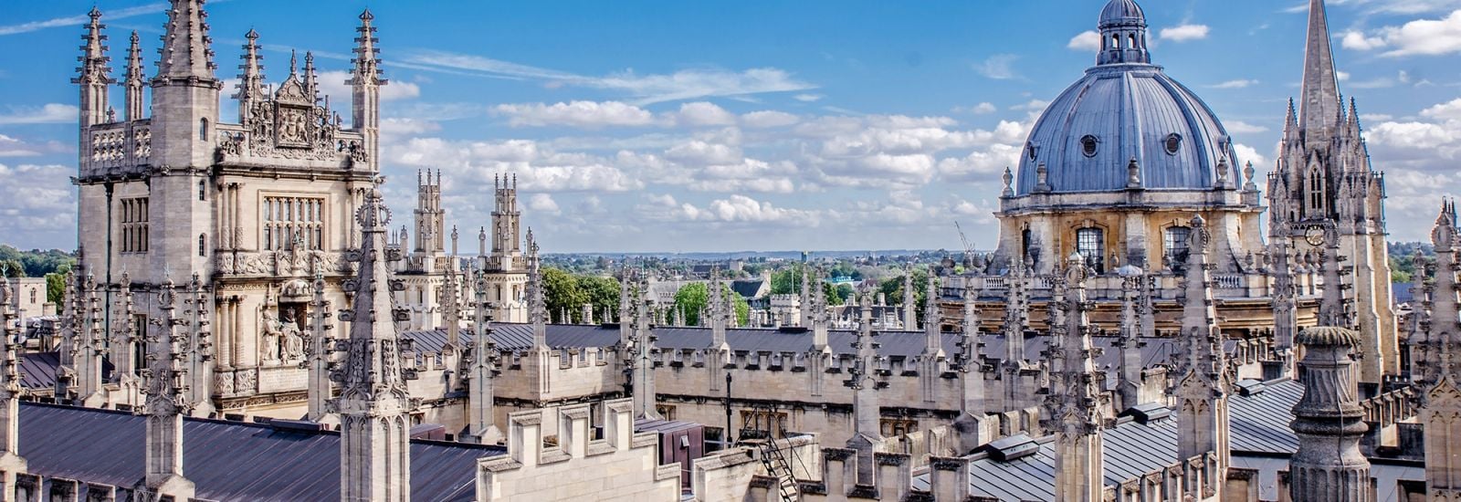 Oxford University college skyline at dusk